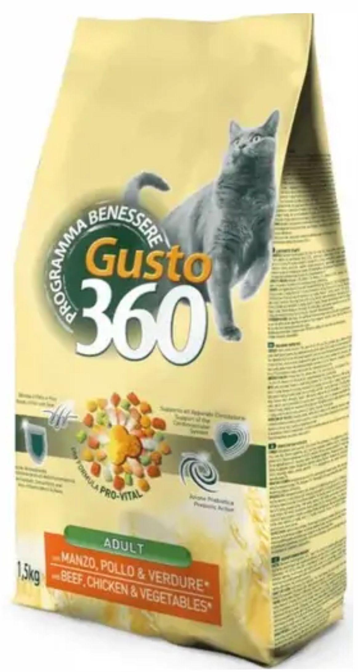 Pet360 Suva hrana za odrasle mačeke Gusto 360, Govedina i piletina, 20kg