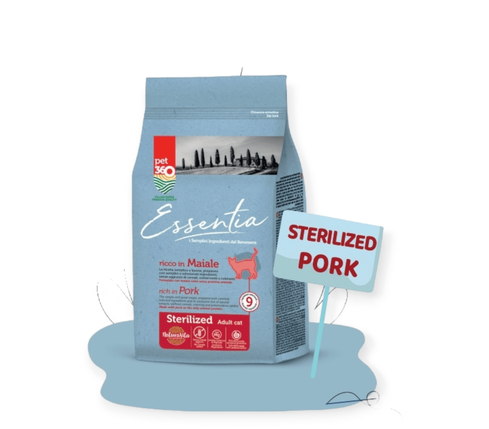 PET360 Essentia sterilised Kompletna hrana za odrasle sterilisane mačke, Sa ukusom svinjetine, 300g