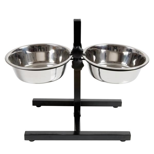 Stalak sa dve činije za pse, 2x5.7l, Sivi