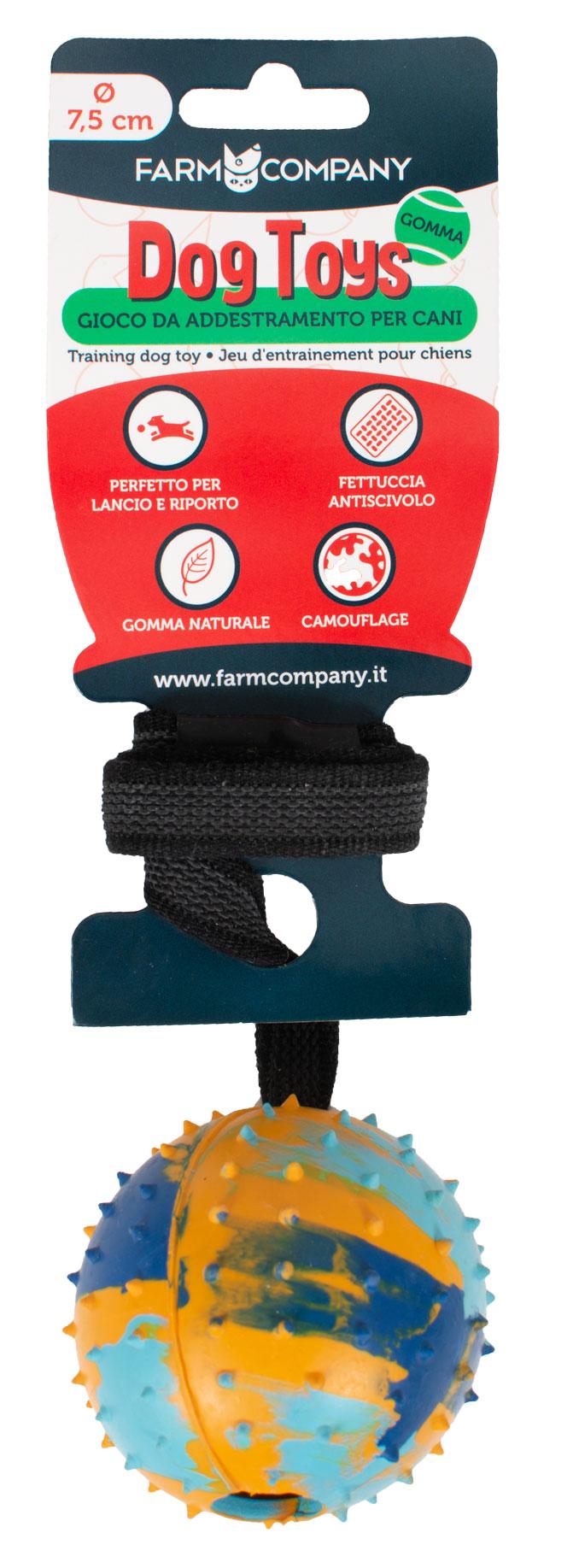 Farm Company Igračka za pse Lopta sa kanapom 7.5 cm, Šarena