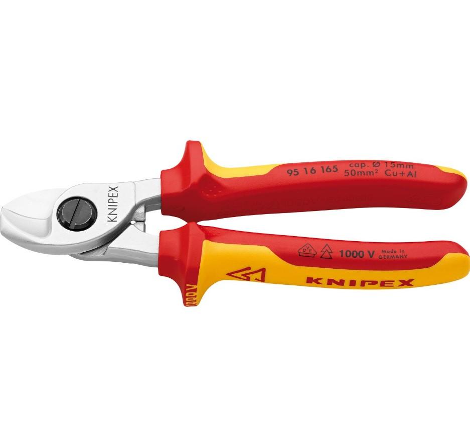 KNIPEX Makaze za kablove izolovane VDE hromirane 165 mm 95 16 165 crveno-žute