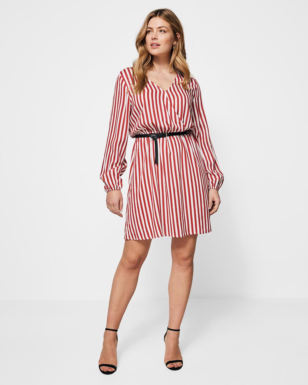 MEXX Ženska prugasta haljina, Crveno-bela