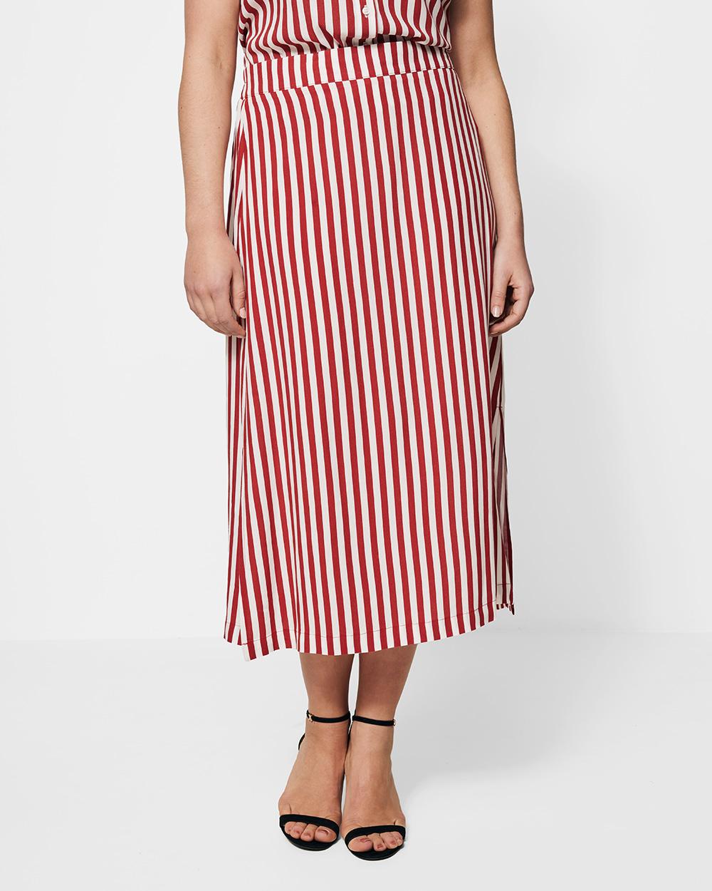 MEXX Ženski suknja ispod kolena, Crveno-bela