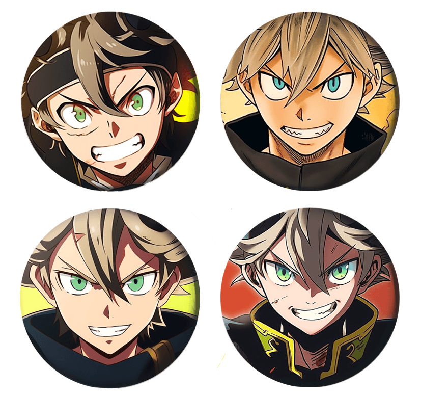 Set bedževa Anime Black Clover, 37 mm, 6 kom