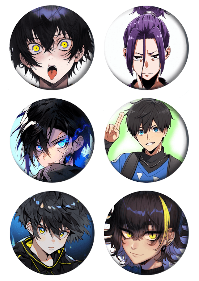 Set bedževa Anime Blue Lock, 37 mm, 6 kom