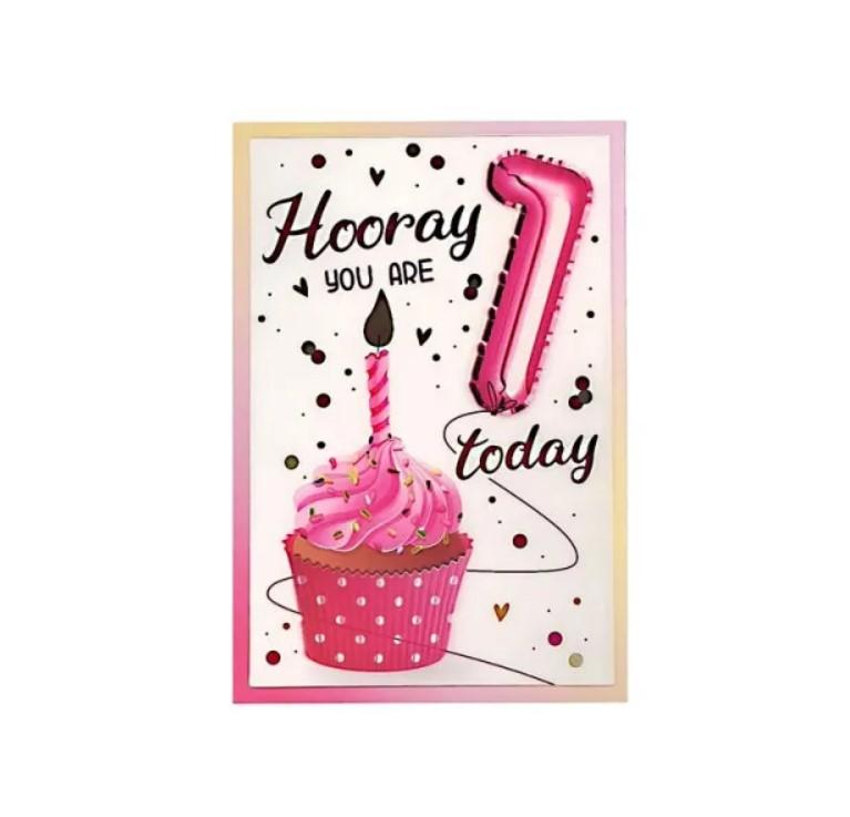 Čestitka 3D Hoorey Hooray You Are 1 Today (Girl)