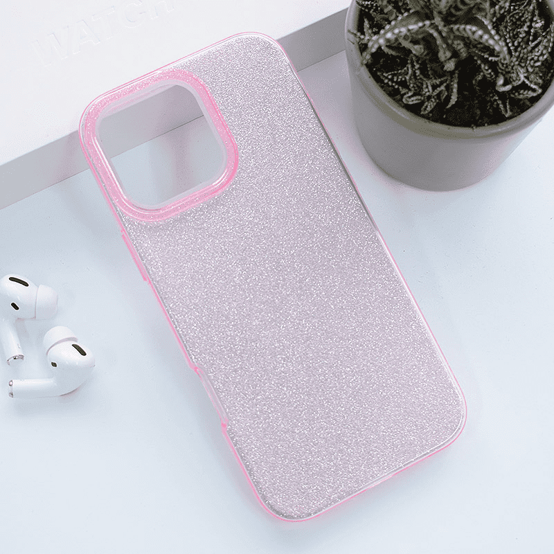 Maska za telefon Crystal Dust za iPhone 16 Pro, Ružičasta