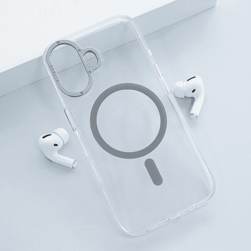Maska za telefon Berlia Crystal Armor Magnetic za iPhone 16, Siva