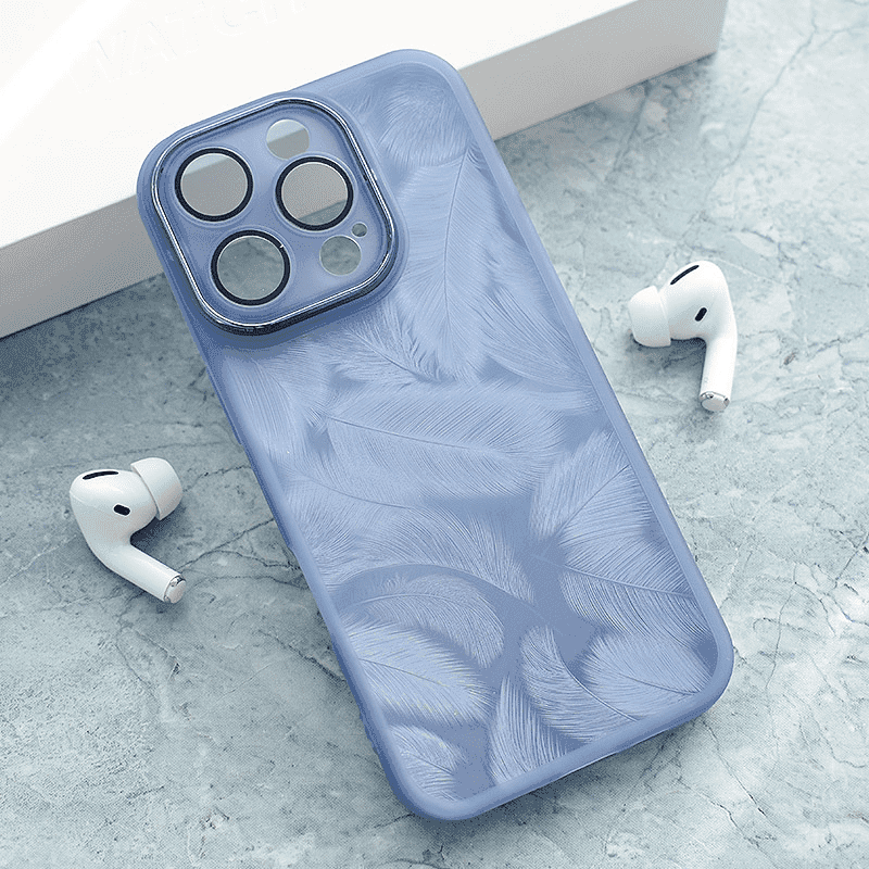 Maska za telefon Glitter Feather za iPhone 16 Pro Max, Lavanda