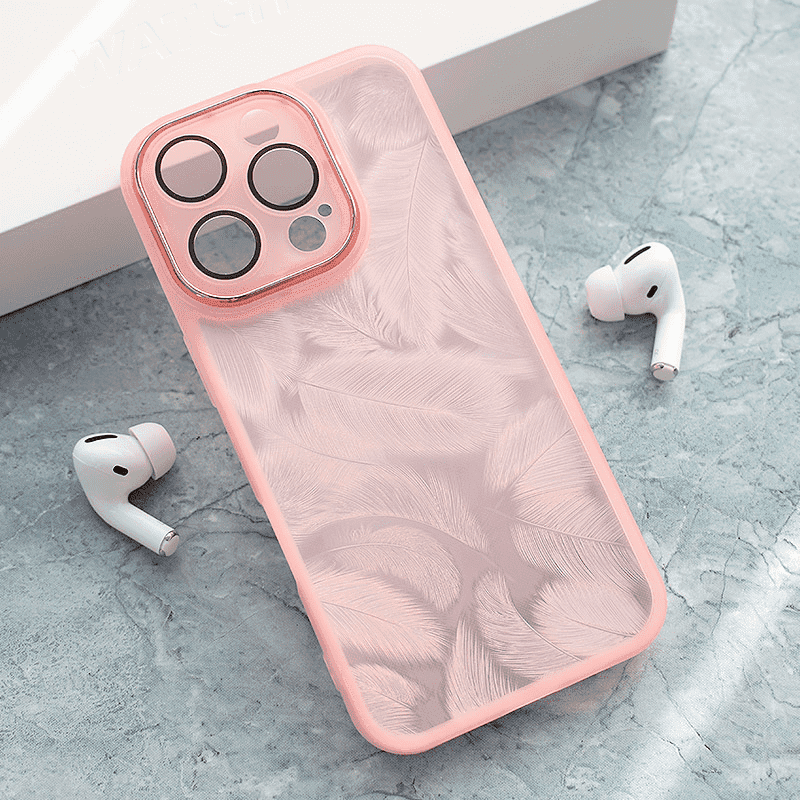 Maska za telefon Glitter Feather za iPhone 16 Pro Max, Crna