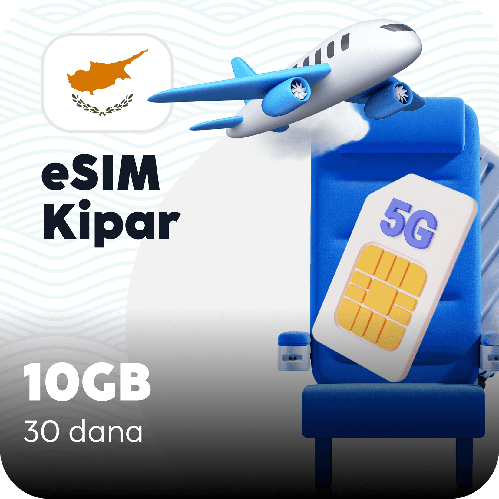 Kipar eSIM kartica - 10GB prepaid mobilnih podataka za 30 dana
