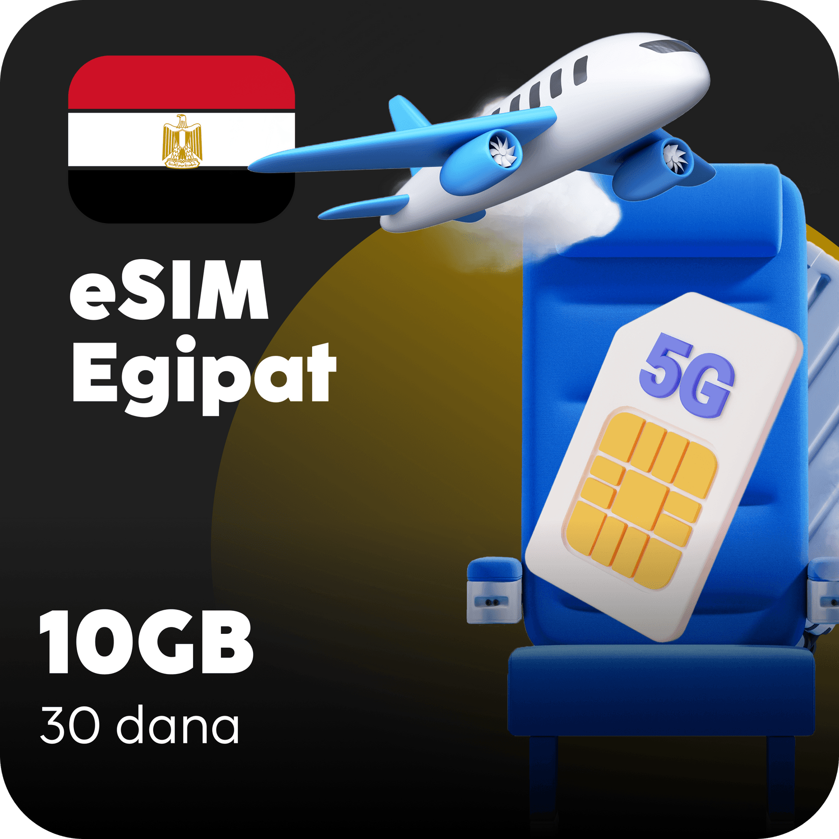 Egipat eSIM kartica - 10GB prepaid mobilnih podataka za 30 dana