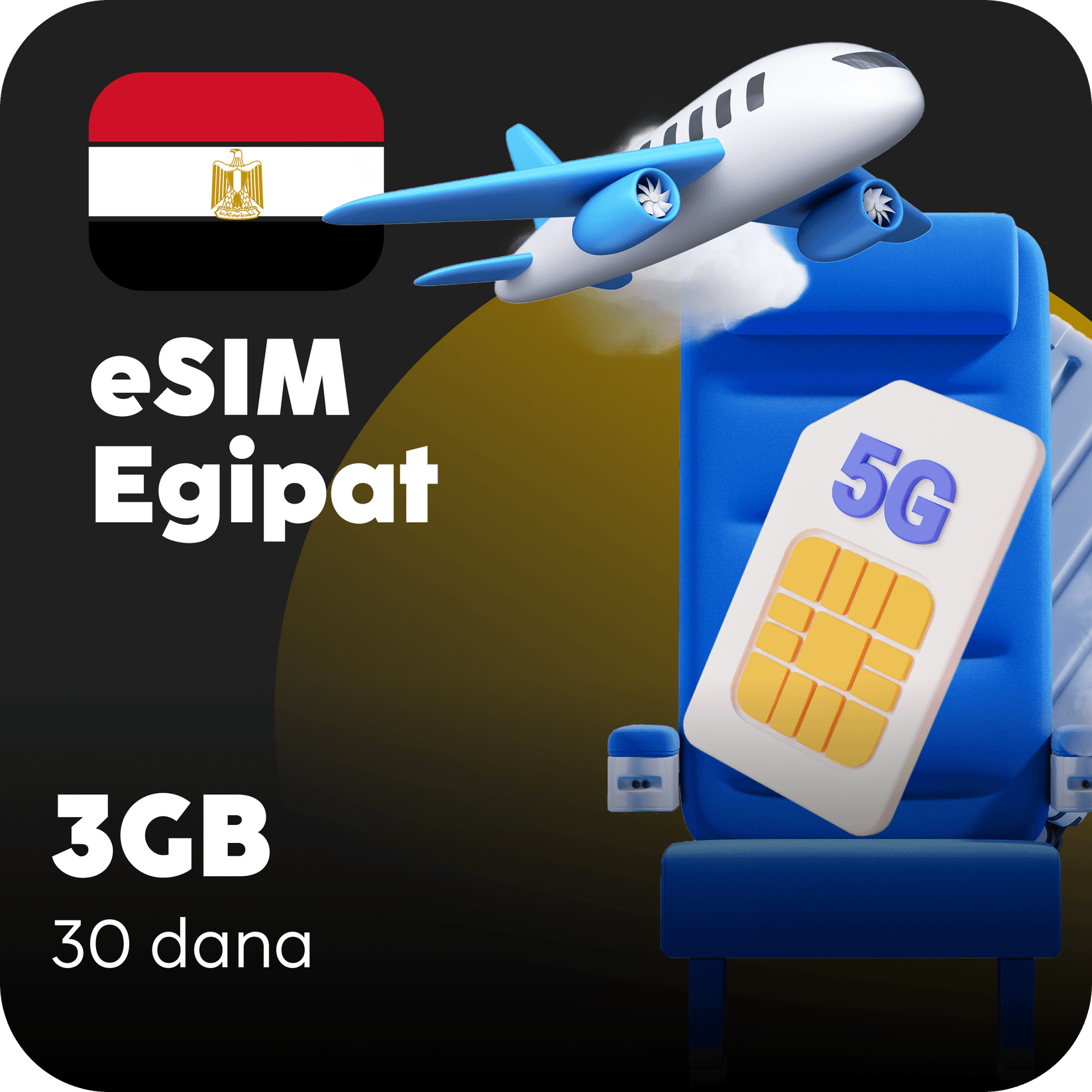 Egipat eSIM kartica - 3GB prepaid mobilnih podataka za 30 dana