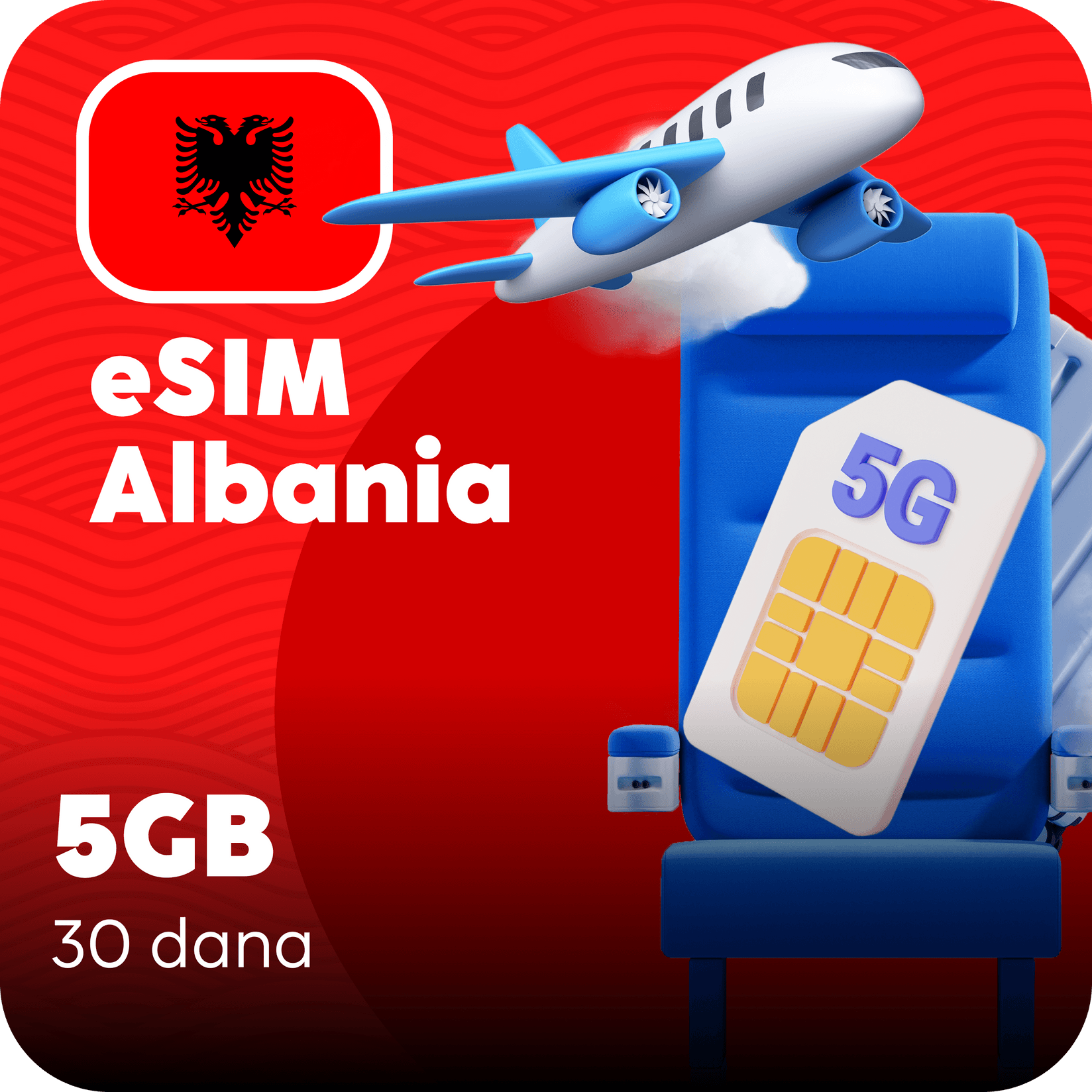 Albanija eSIM kartica - 5GB prepaid mobilnih podataka za 30 dana