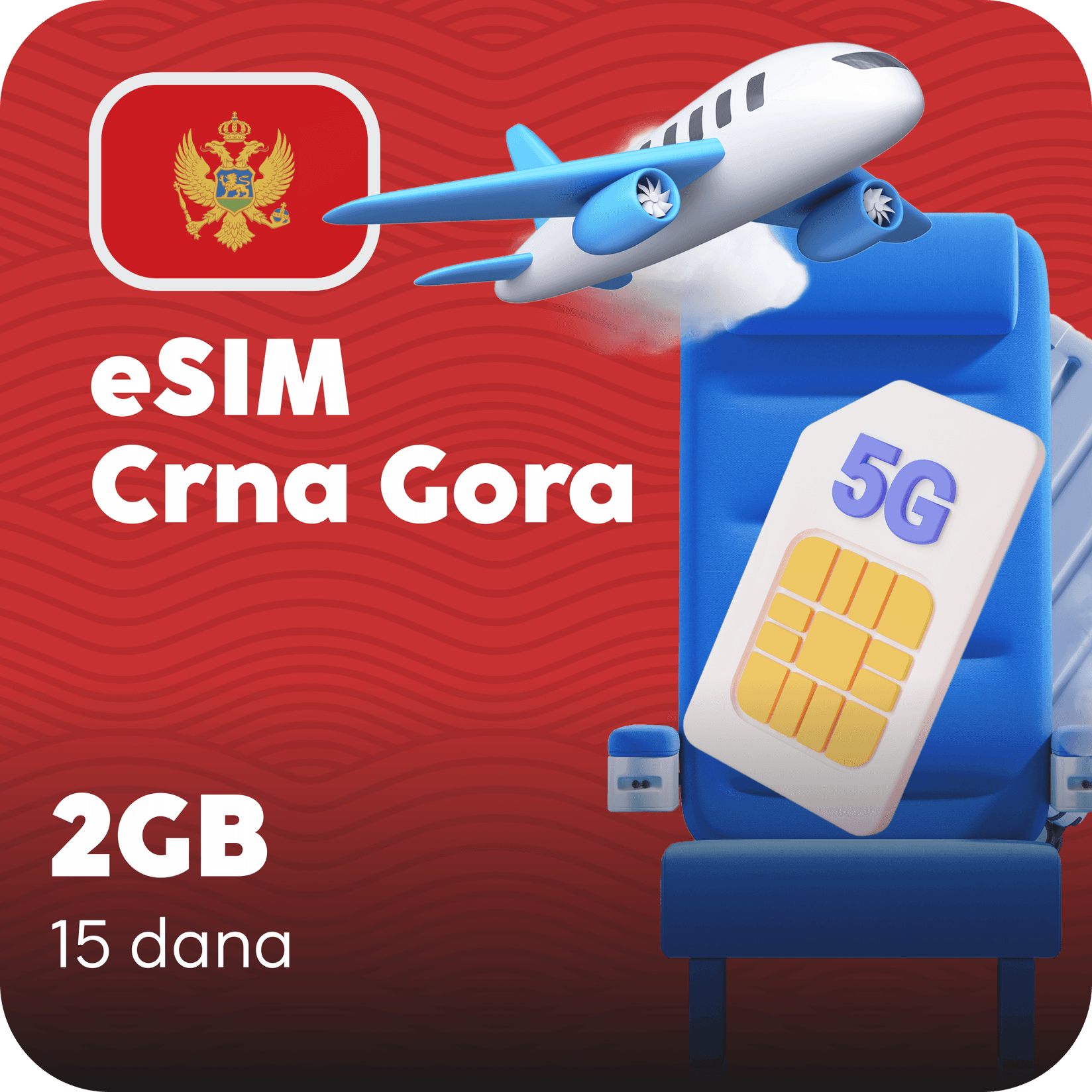 Crna Gora eSIM kartica - 2GB prepaid mobilnih podataka za 15 dana