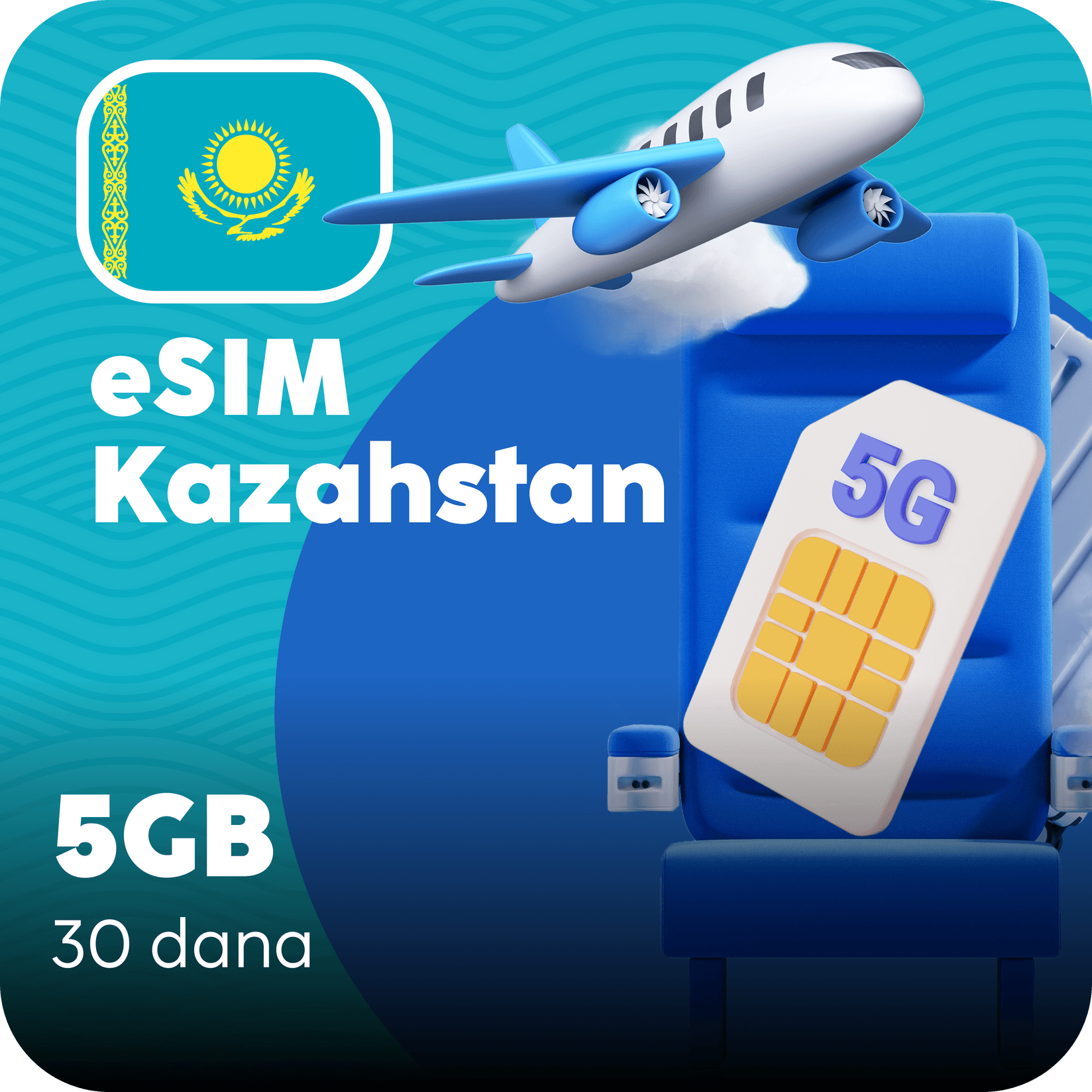 Kazahstan eSIM kartica - 5GB prepaid mobilnih podataka za 30 dana