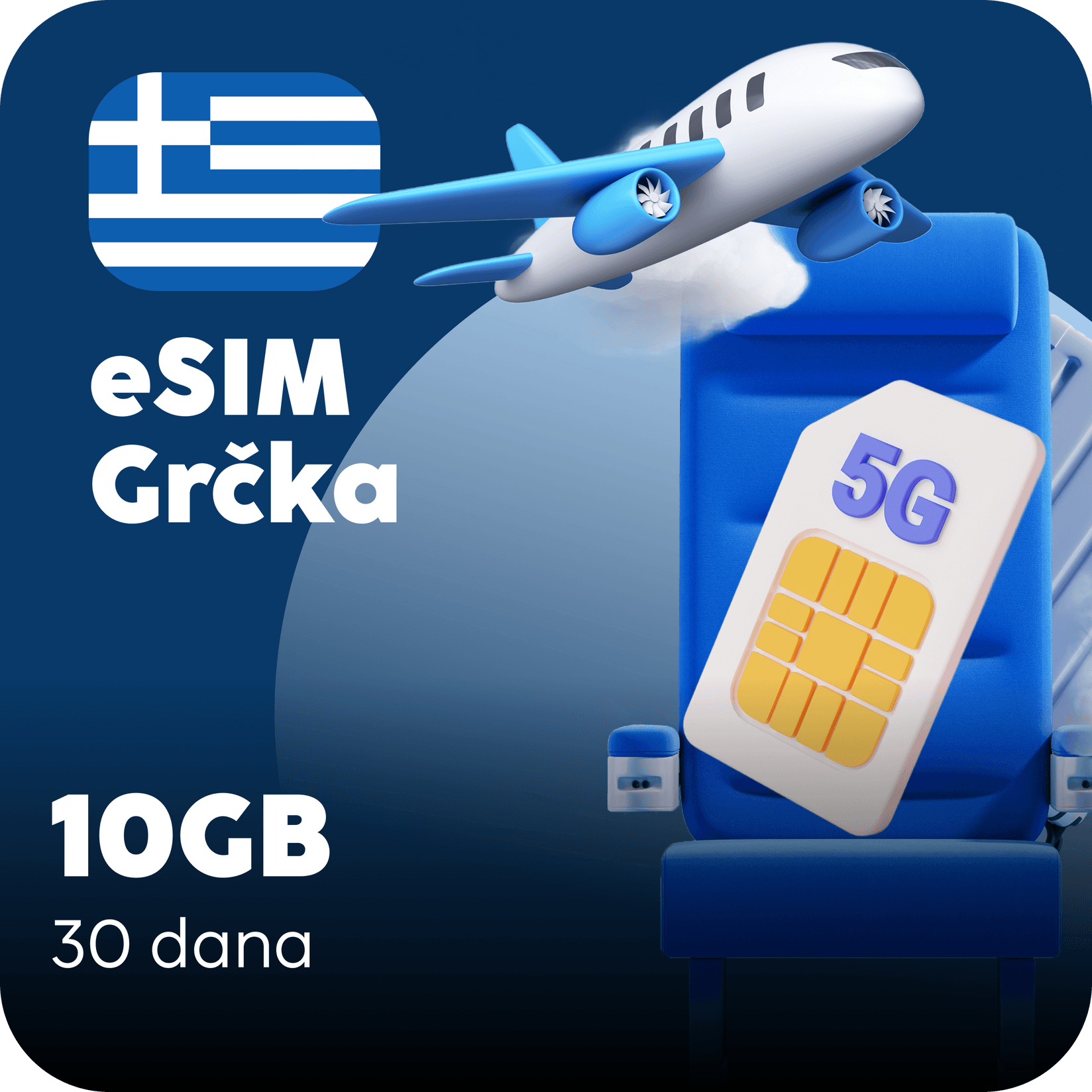 Grčka eSIM kartica - 10GB prepaid mobilnih podataka za 30 dana