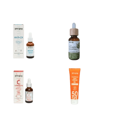LEVRANA Set za negu lica Serum Anti Ox + Serum sa C vitaminom + Krema spf 50 + KEDAR Vidaminski buster