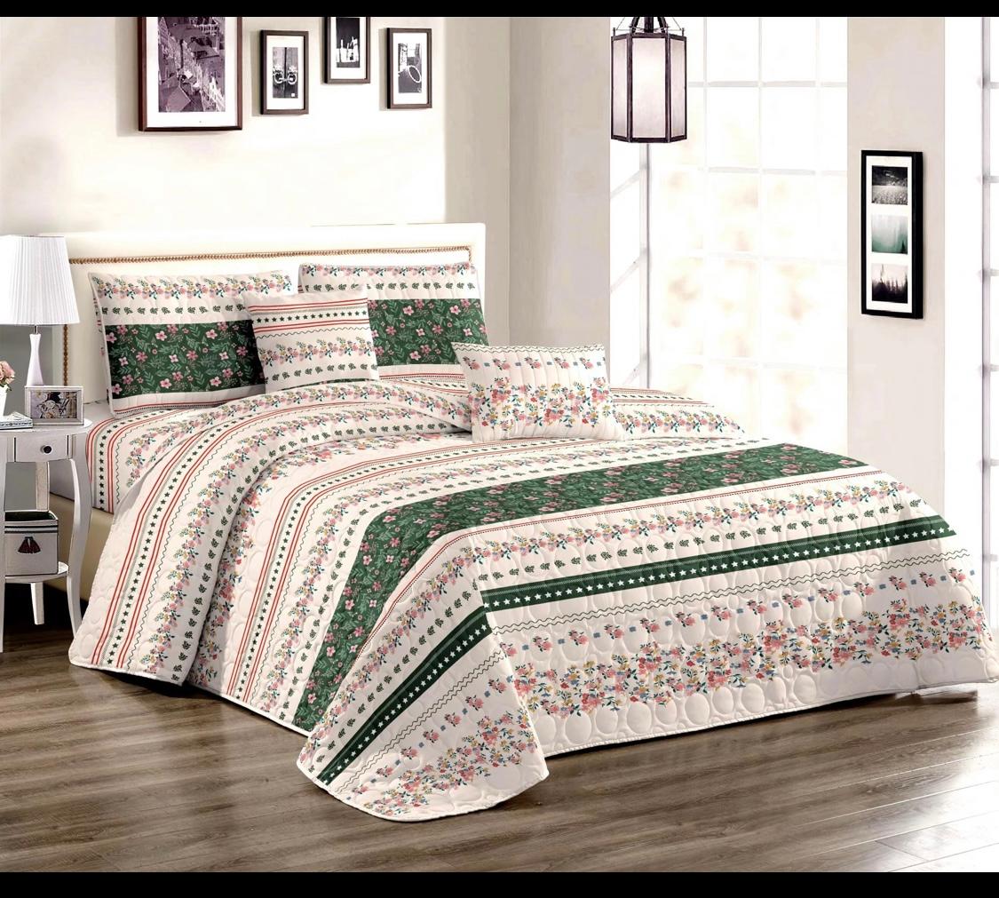 SAJONARA Double set Prekrivač i 2 jastučnice, Etno, Roze-zeleni