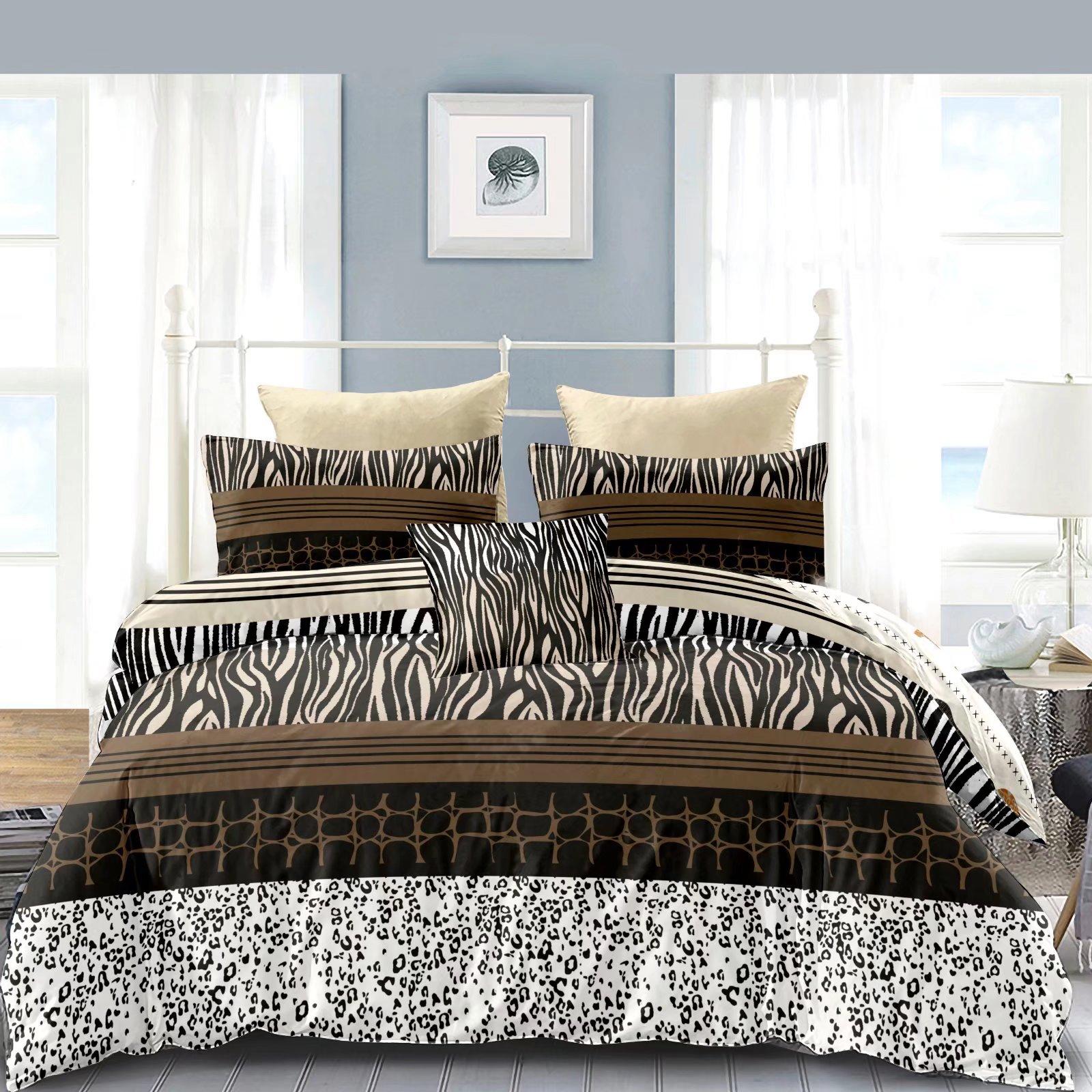 SAJONARA Double set Prekrivač i 2 jastučnice, Zebra, Braon