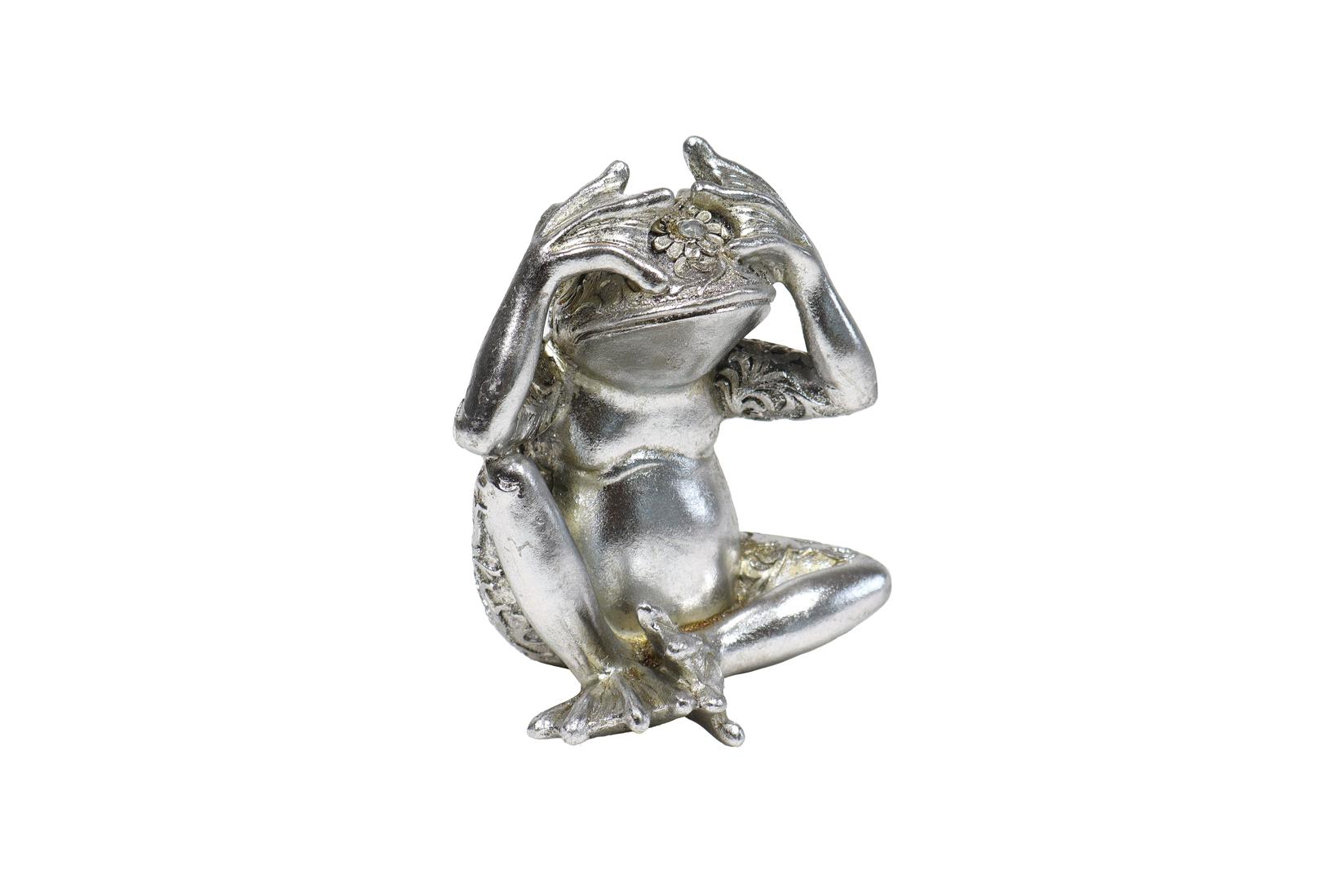 Sigma Dekorativna figura Žaba LH-140, 15 cm, Srebrne boje