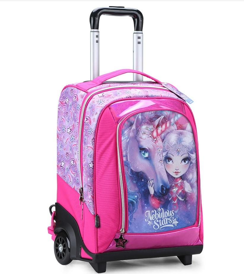 NEBULOUS STARS Školski ranac sa točkićima za devojčice Nebulia & Firiaz ljubičasto-roze