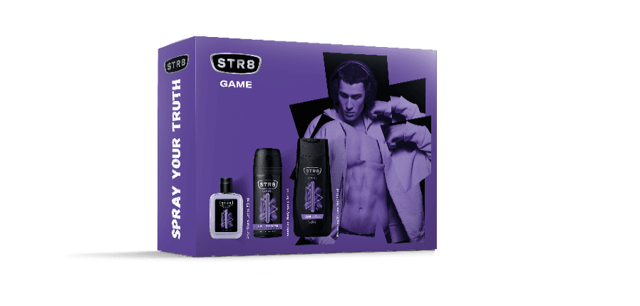 STR8 GAME Set losion posle briјanja 50 ml + dezodorans 150 ml + gel za tuširanje 250 ml