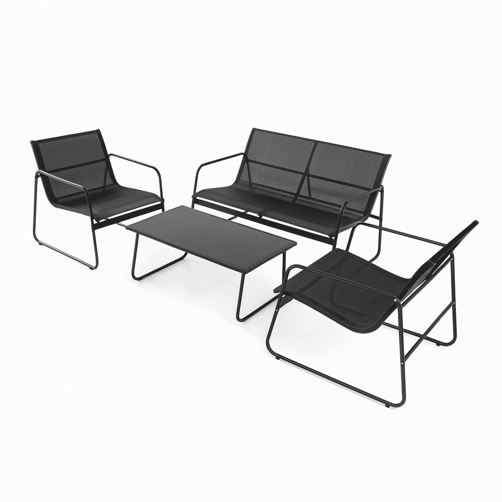 Baštenski set Harmony, Dvosed + 2 fotelje + Sto, Crni