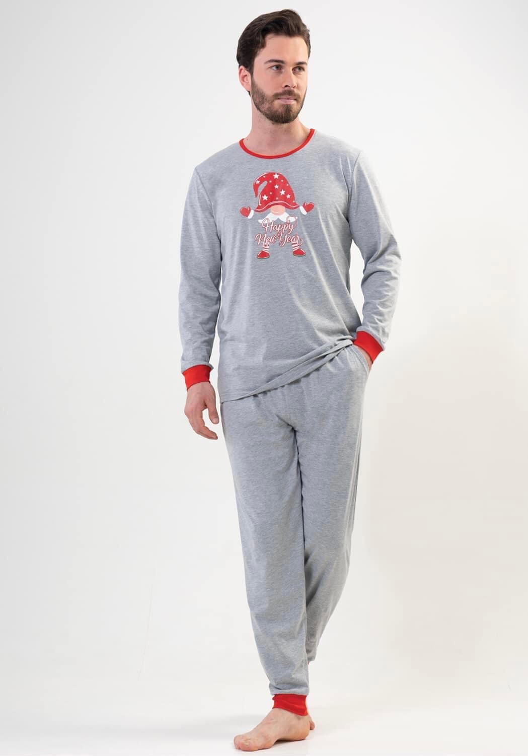 VIENETTA SECRET Muška pidžama Deda Mraz siva