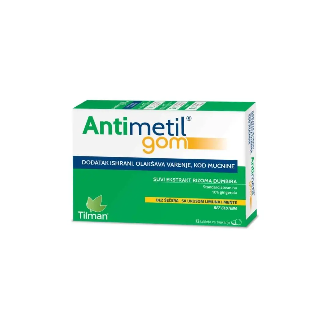 Antimetil Gom Tablete za žvakanje protiv mučnine, 12 tableta