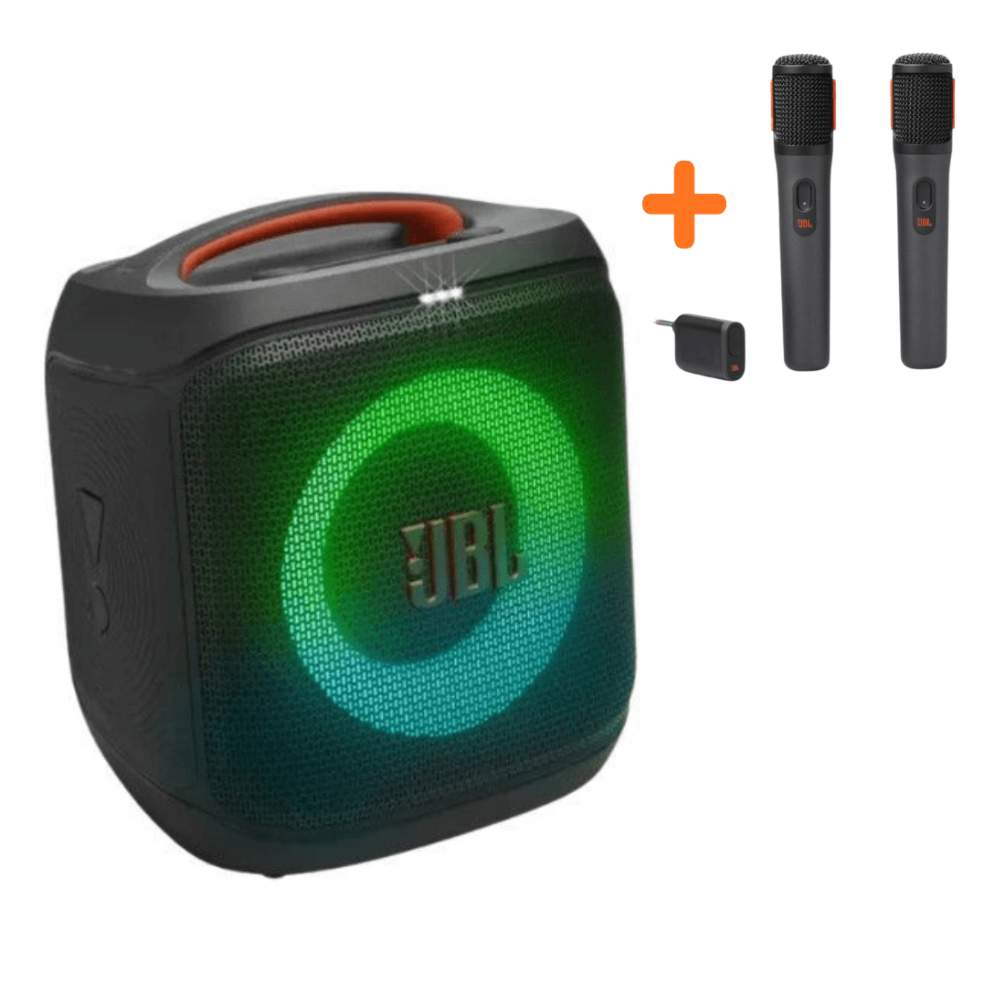 JBL Bluetooth zvučnik Partybox Encore Essential 2, 100W, RGB, Crni+JBL Bežični mikrofon PartyBox, 2 komada