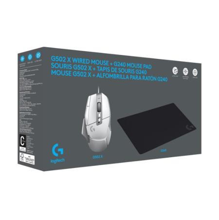 Logitech Set Gaming miš G502 X i Gaming podloga za miš G240, Beli