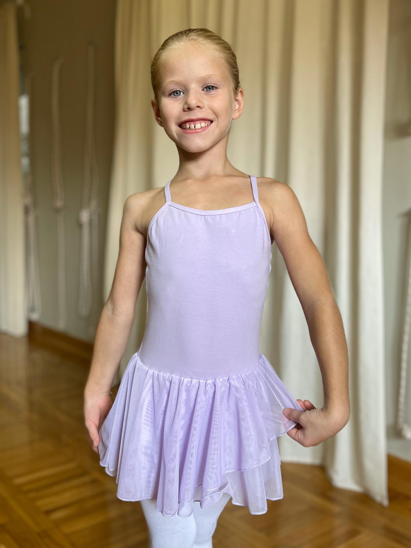 GALA UNIQ Baletski triko na bretele sa suknicom za devojčice 322L, Ljubičasti