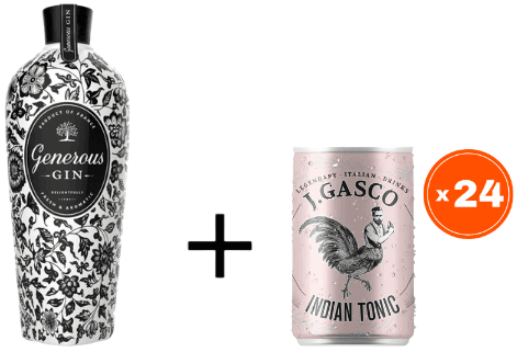 Generous Džin Purple 0.7 + J.Gasco Indian Tonic 0.15l, 24 limenki