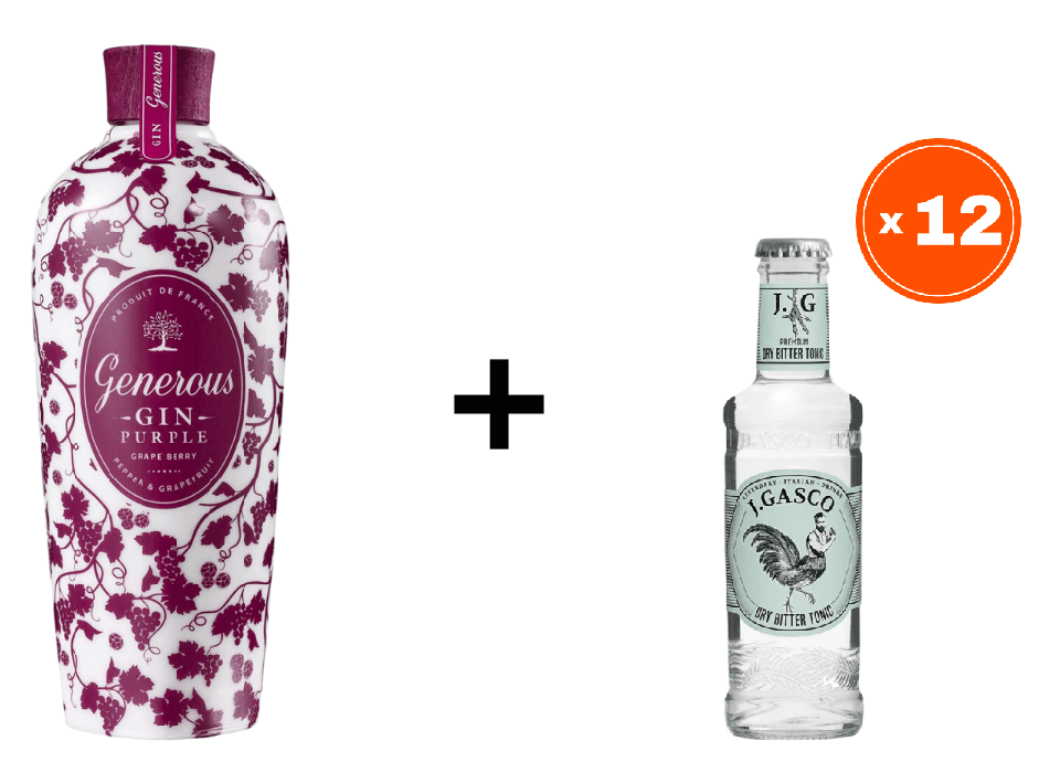 Generous Džin Purple, 0,7l + J.Gasco Dry Bitter Tonic 0,2l, 12 komada