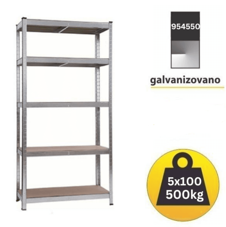 SMART STORAGE Polica metal medijapan 180x90x50cm 5x100kg