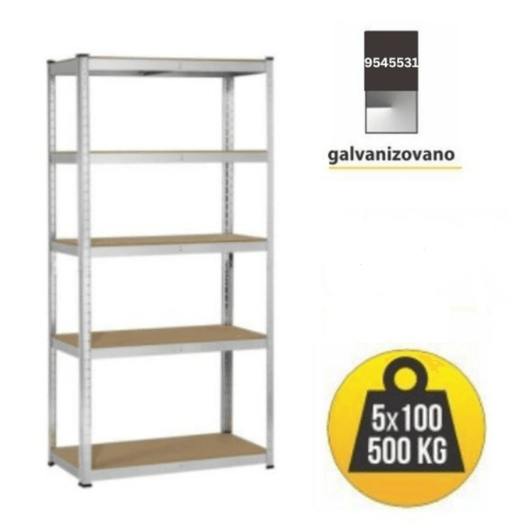 SMART STORAGE Polica metal medijapan 180x100x35cm 5x100kg