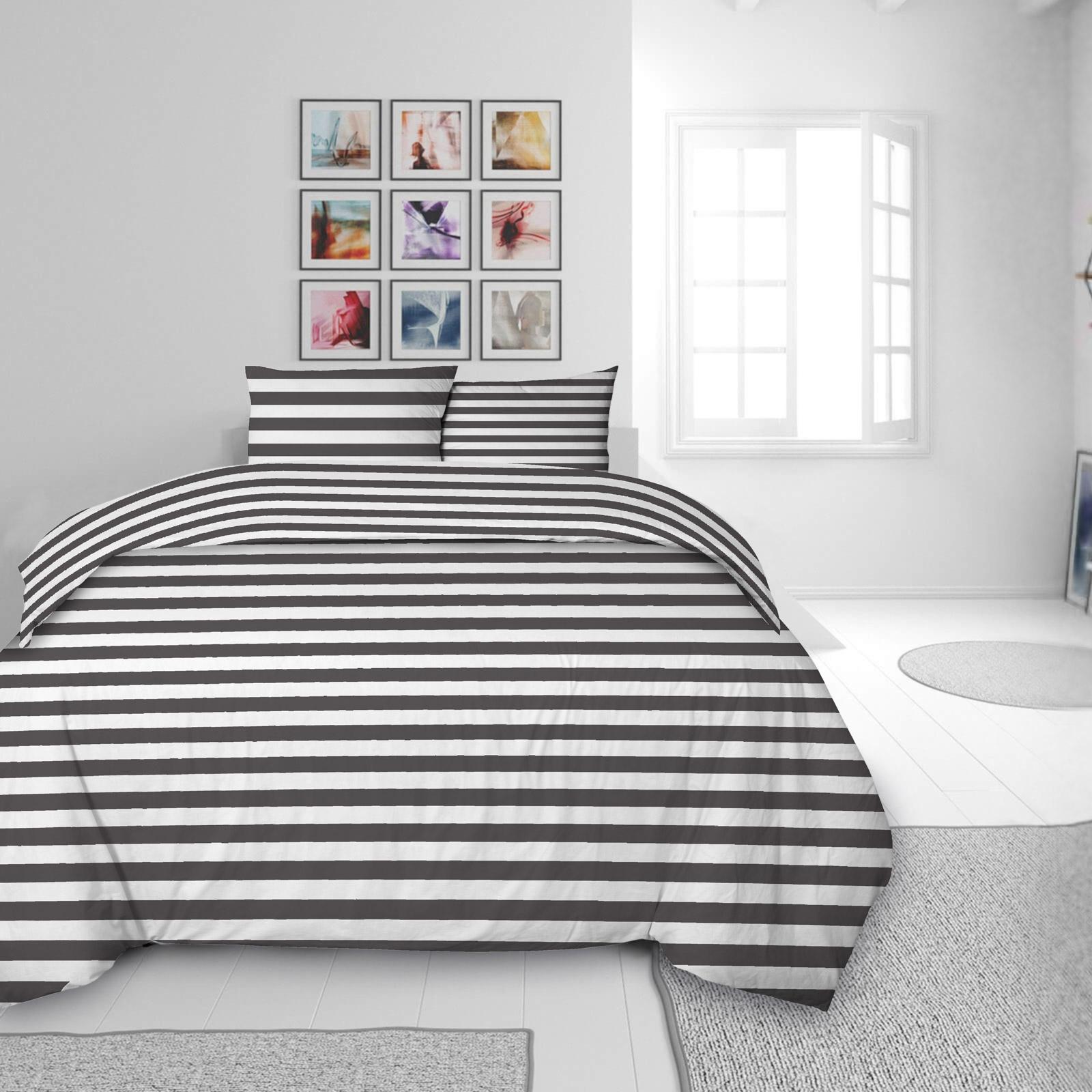 SVILANIT Pamučna posteljina Black Stripes 140x200 + 50x70 crno-bela