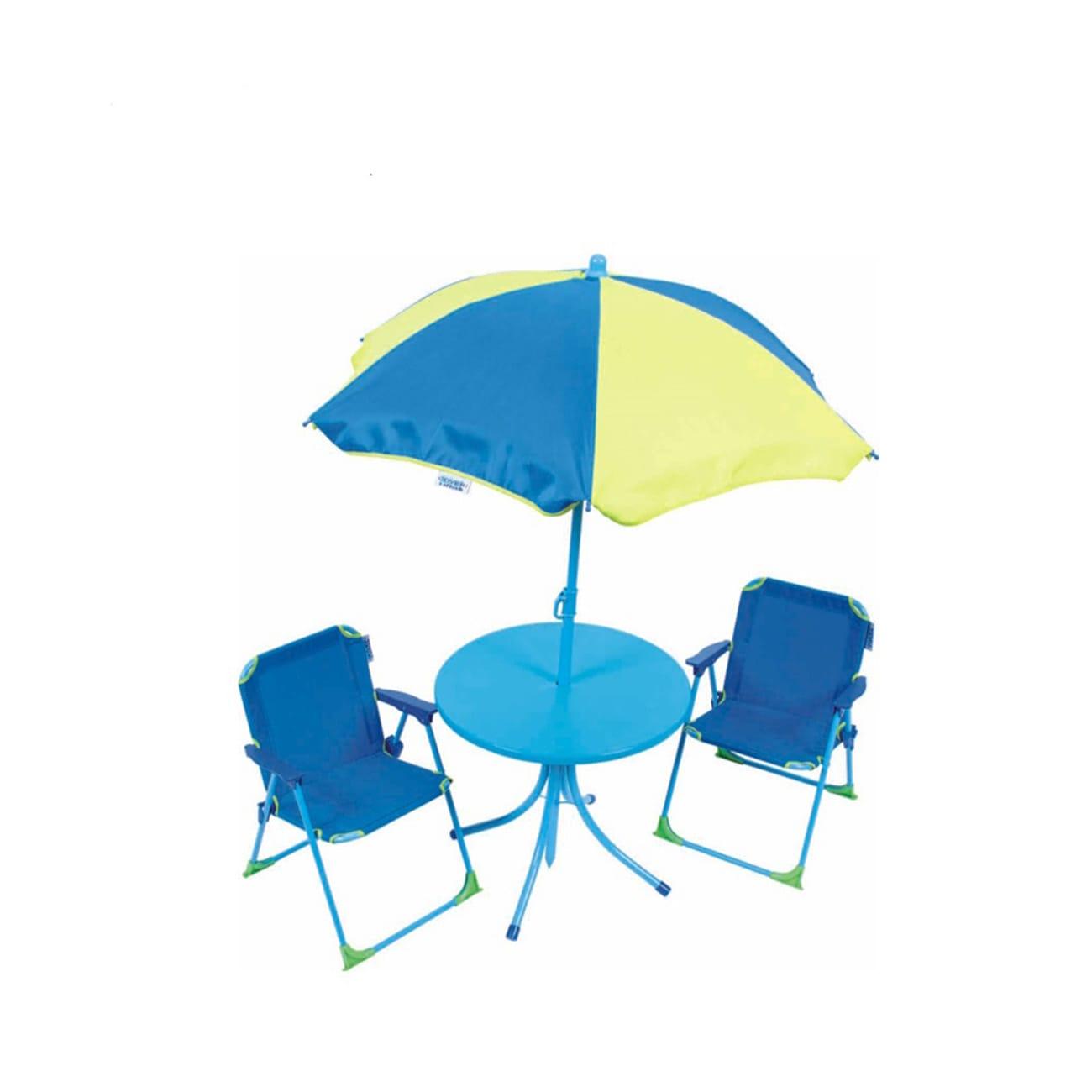 Baštenski set, sto i dve stolice za decu, Žuto-plava