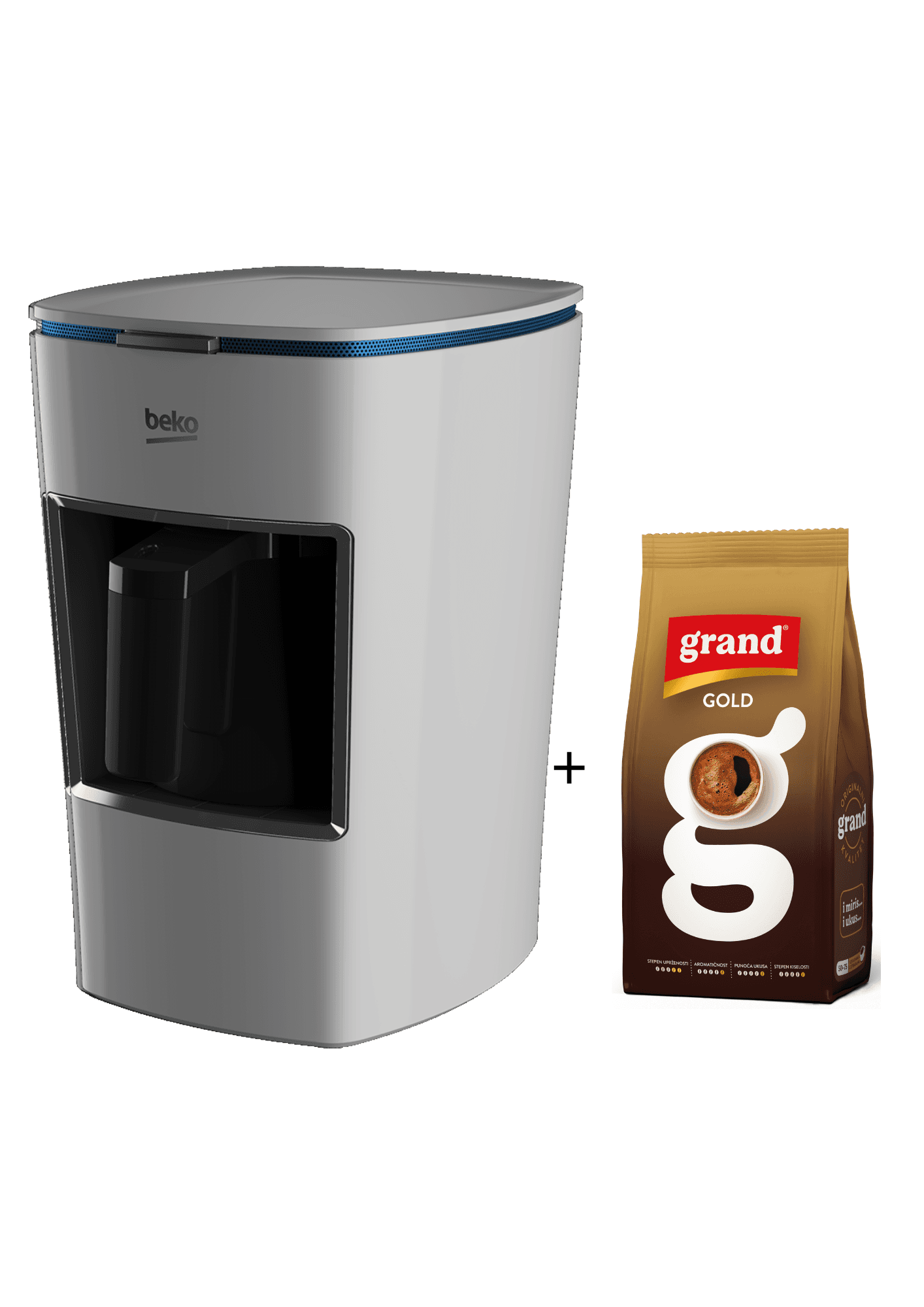 Beko Aparat za tursku kafu BKK2300 670W, Beli + Grand Kafa 500g