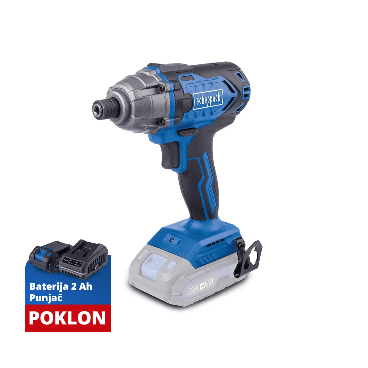 Scheppach Aku udarni odvijač IXES C-ID180-X, 20V, 180Nm, 3600bpm, 1x2.0Ah + punjač 2.4A