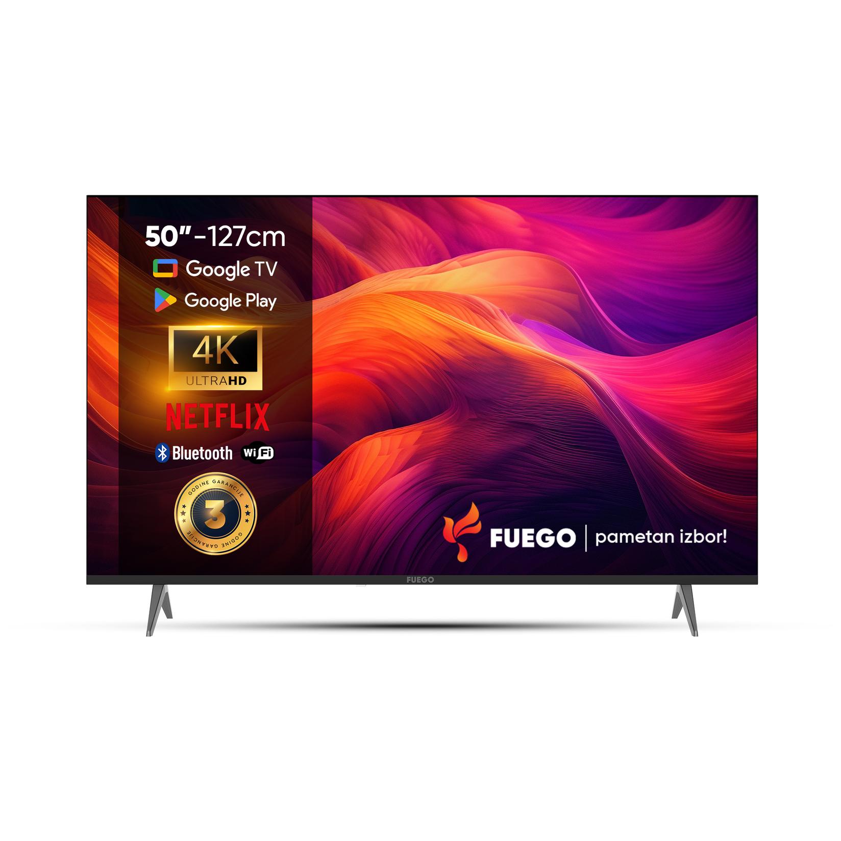 Fuego Televizor 50ELU820GTV 50", 4K UHD, Google TV, Crni