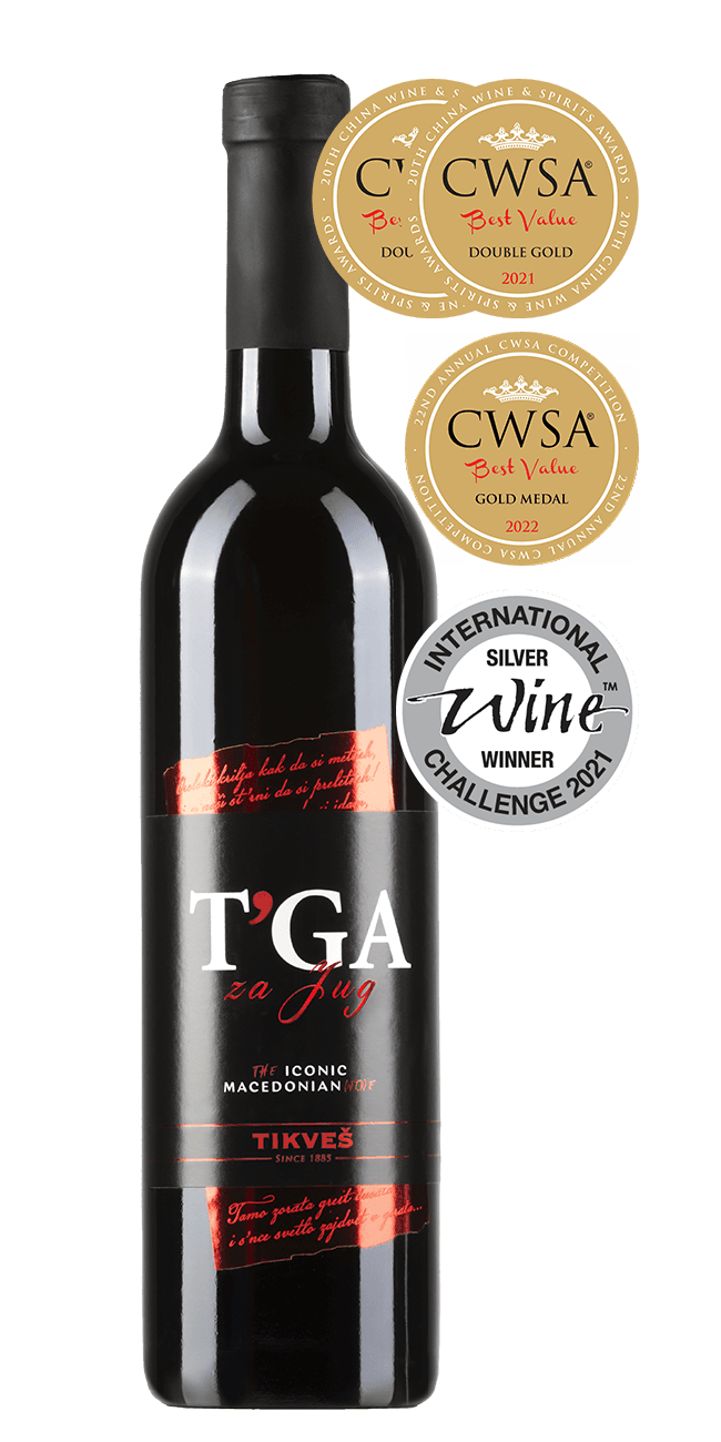 TIKVEŠ T'ga za Jug Vranec crveno vino 0.75L