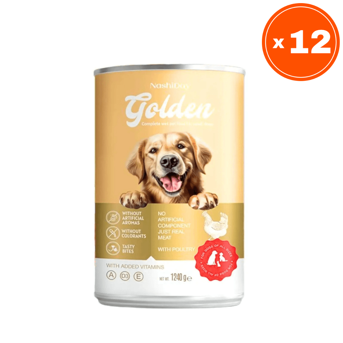 Golden Dog Vlažna hrana za pse u konzervi, 12 x 1240 g