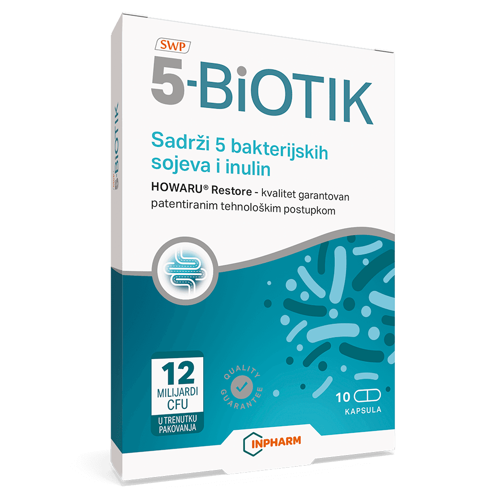 Inpharm BIOTIK5, Probiotik plus prebiotik, 10 kapsula