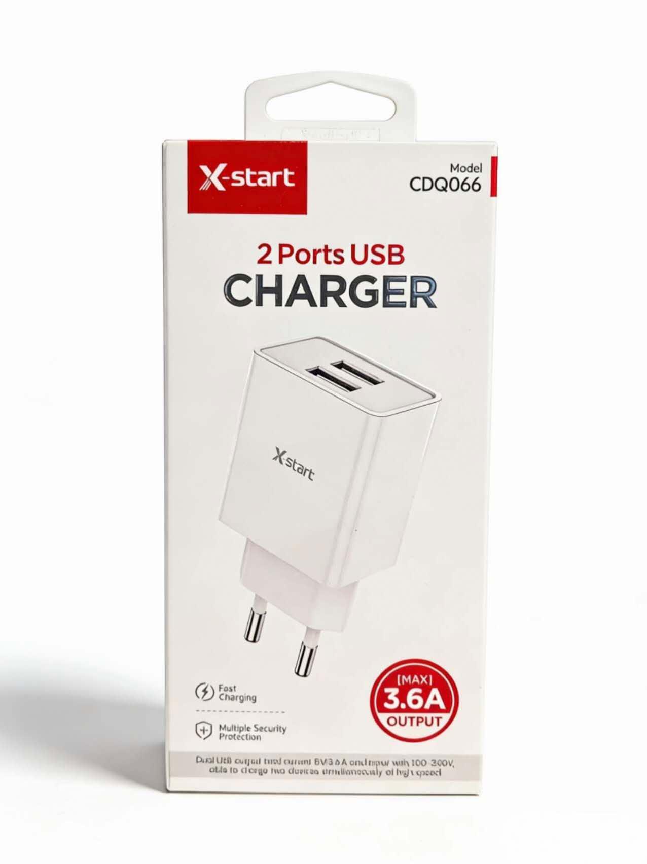 X Start Punjač za mobilni telefon, 2xUSB izlaz, 3.6 A, Beli
