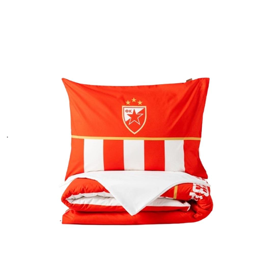 Stefan Komplet posteljina Crvena zvezda, 140x200 cm, 3 dela, Crveno-bela