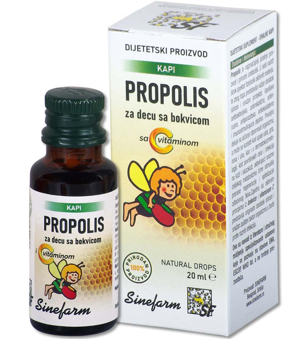 SINEFARM Propolis kapi za decu sa bokvicom C vitaminom 20 ml