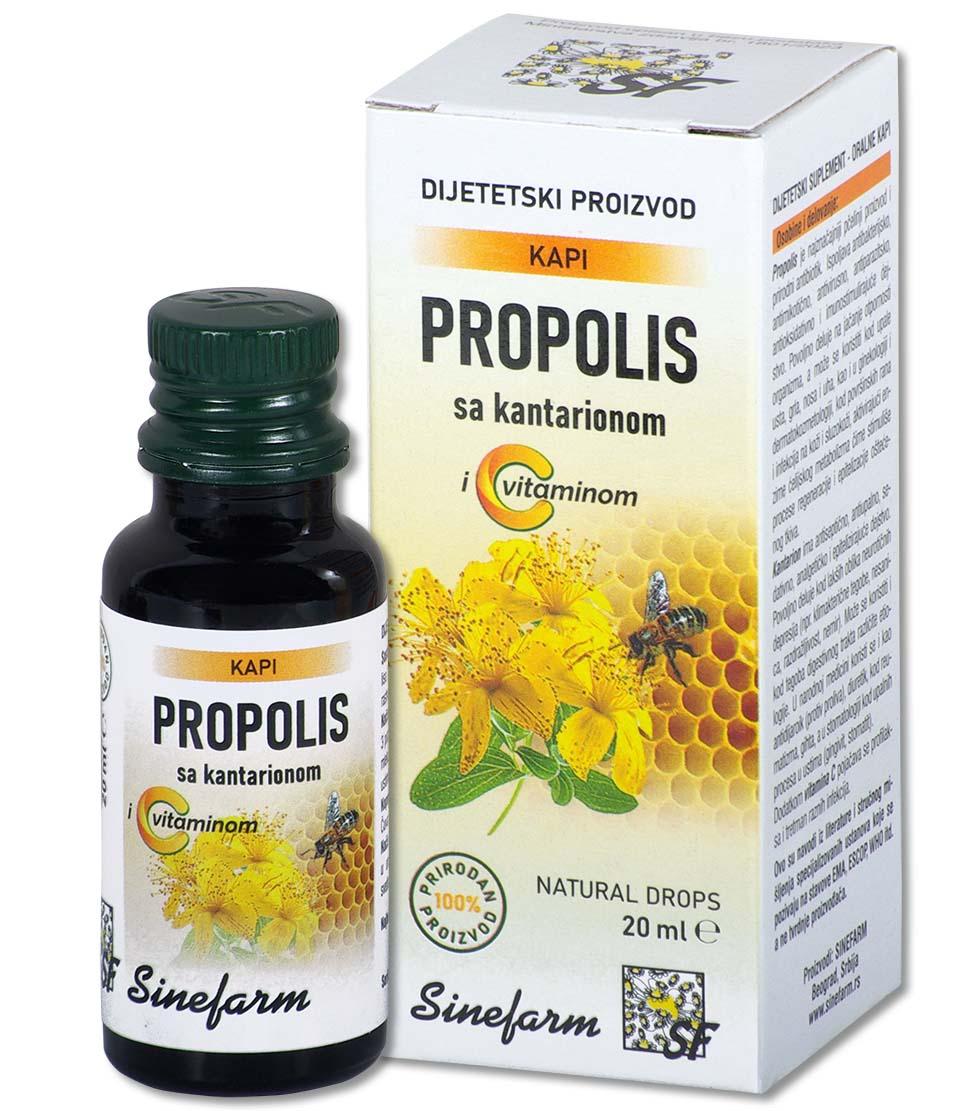 SINEFARM Propolis kapi sa kantarionom i C vitaminom 20 ml