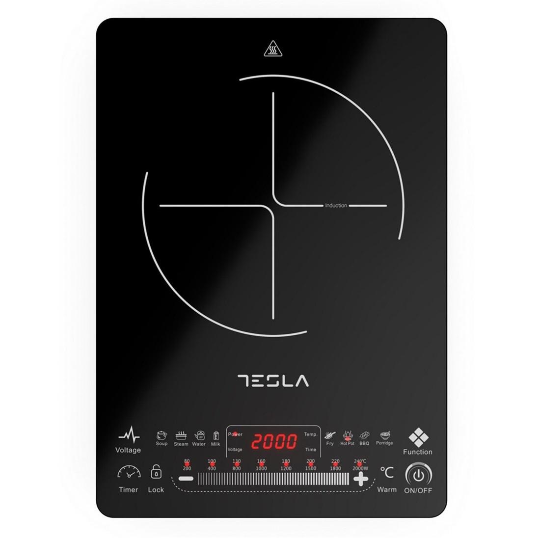 Tesla Indukcioni rešo IC400B, 2000 W, 1 grejna zona, 8 nivoa snage, 9 programa, Crni